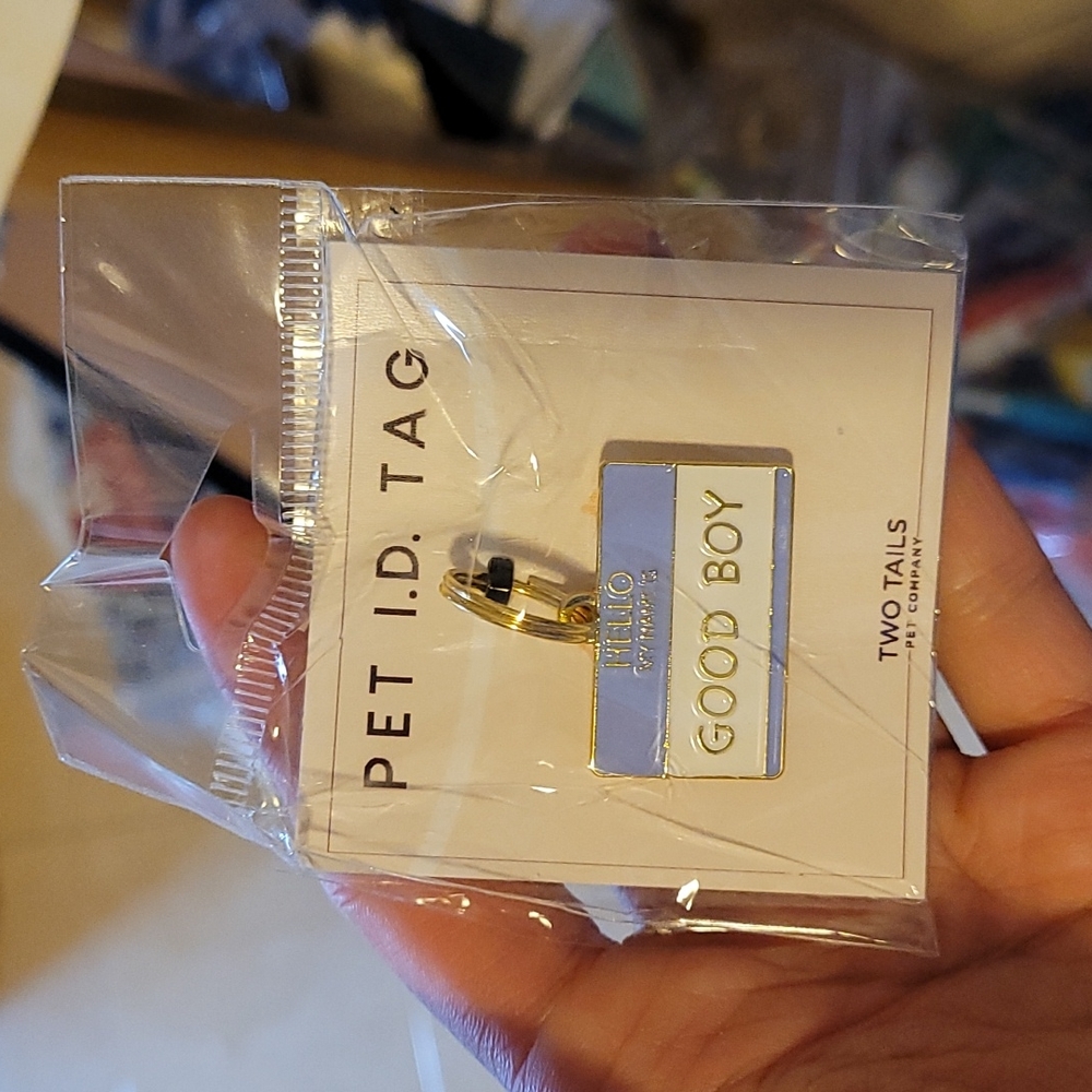 Two tails hello my name is good boy dog tag